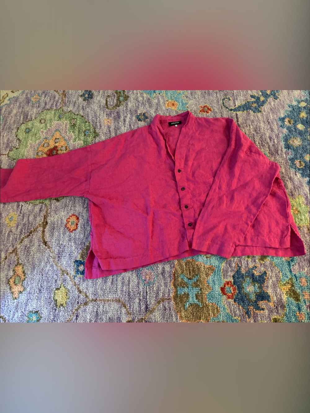 Women’s Magenta Linen Button Up Blouse from Eskandar